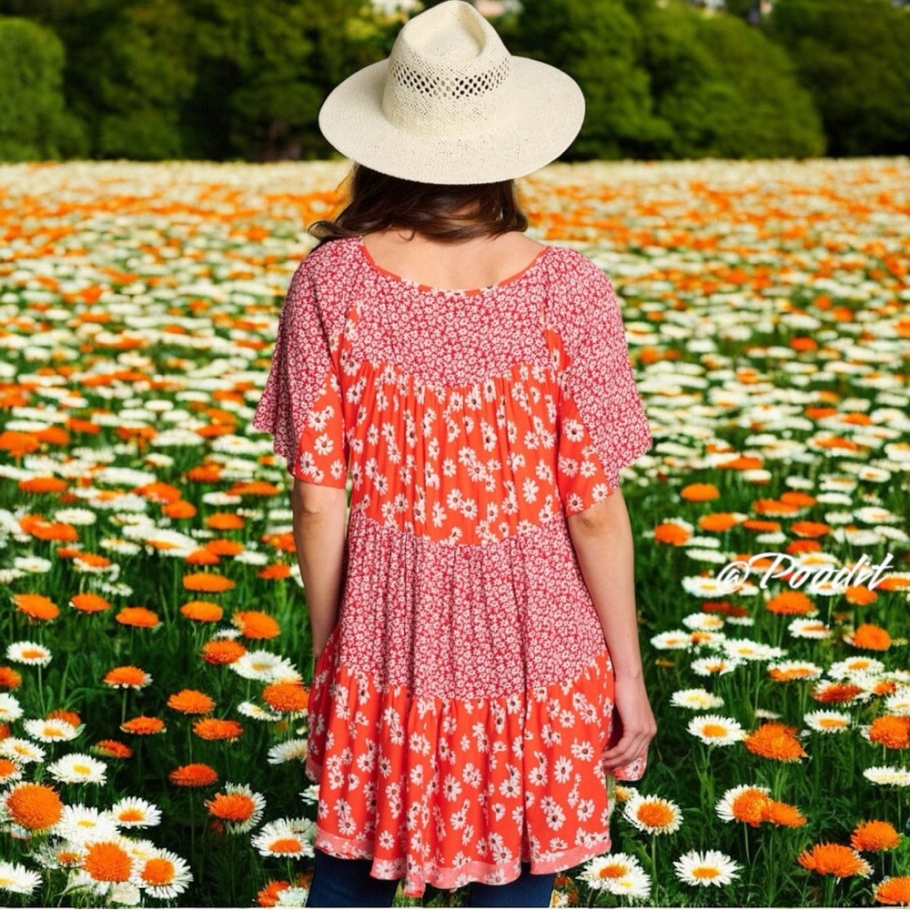EASEL Floral pockets tunic blouse S M L - Picture 5 of 11